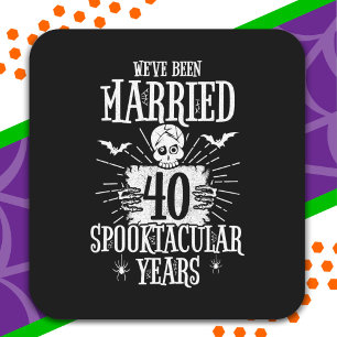 Halloween Spooktacular 40th Wedding Anniversary Square Sticker
