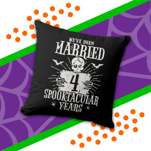 Halloween Spooktacular 4th Wedding Anniversary Throw Pillow
