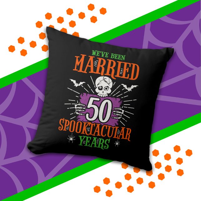 Halloween Spooktacular 50th Wedding Anniversary Throw Pillow (Creator Uploaded)