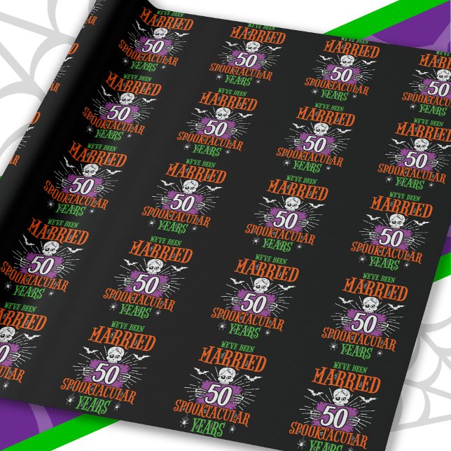 Halloween Spooktacular 50th Wedding Anniversary Wrapping Paper (Creator Uploaded)