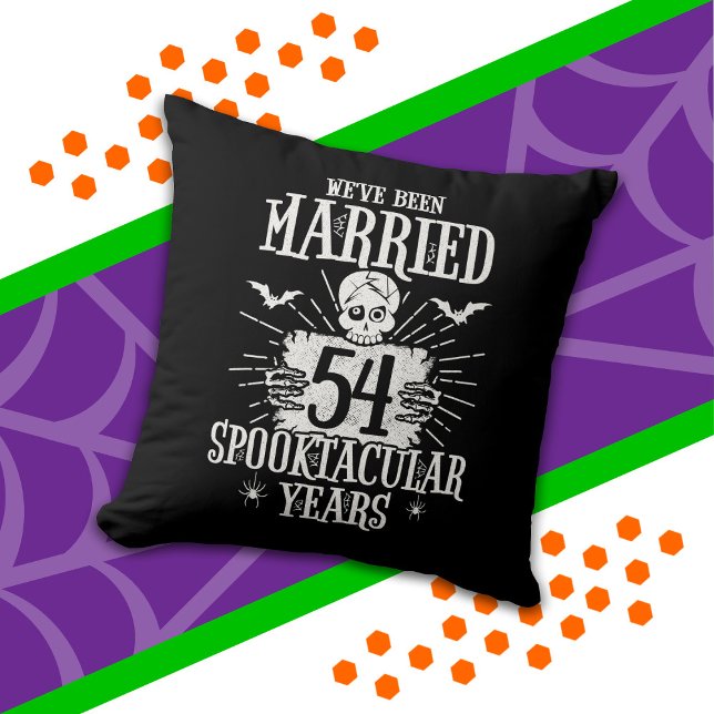 Halloween Spooktacular 54th Wedding Anniversary Throw Pillow (Creator Uploaded)