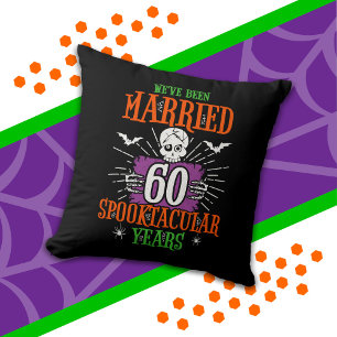 Halloween Spooktacular 60th Wedding Anniversary Throw Pillow