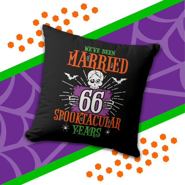 Halloween Spooktacular 66th Wedding Anniversary Throw Pillow (Creator Uploaded)