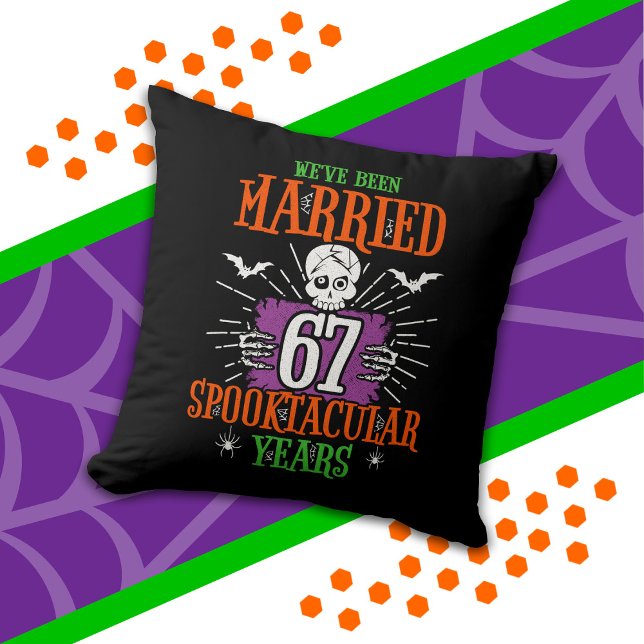 Halloween Spooktacular 67th Wedding Anniversary Throw Pillow (Creator Uploaded)