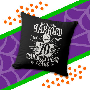 Halloween Spooktacular 79th Wedding Anniversary Throw Pillow