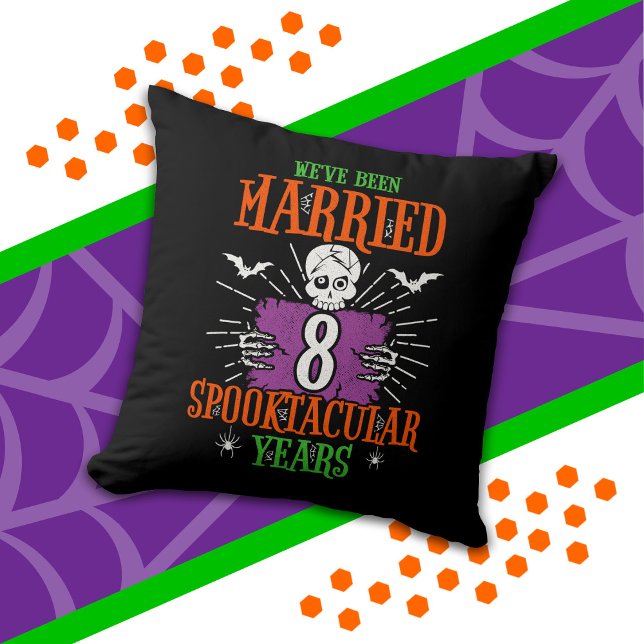 Halloween Spooktacular 8th Wedding Anniversary Throw Pillow (Creator Uploaded)