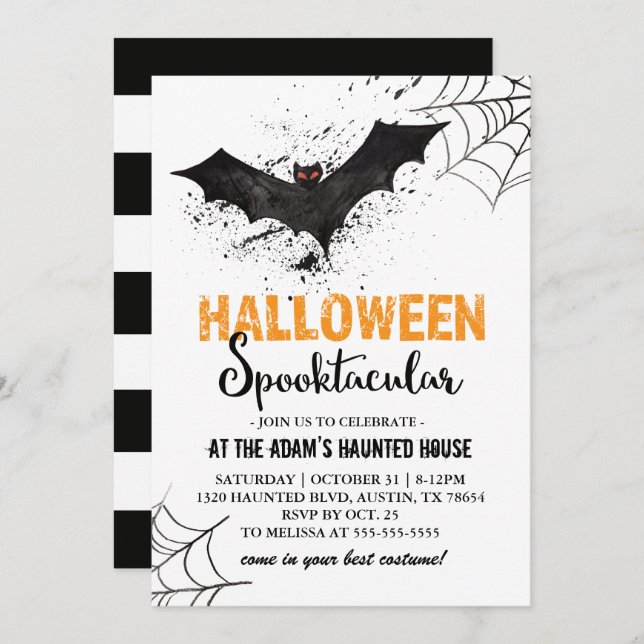 Halloween Spooktacular Bat Invitation (Front/Back)