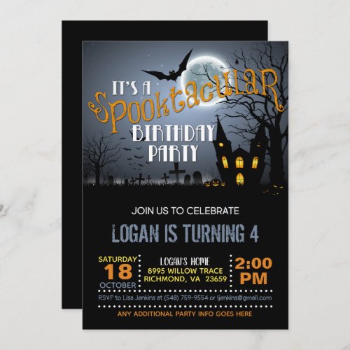 Halloween Spooktacular Birthday Party Invitation