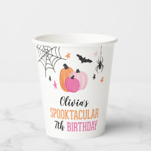 Halloween Spooktacular Birthday Pink Pumpkins Paper Cups