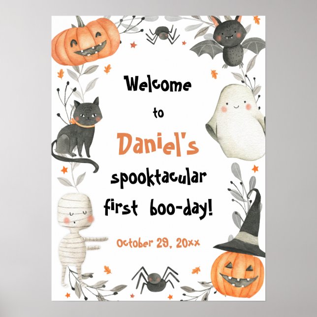 Halloween Spooktacular Birthday Welcome Poster (Front)