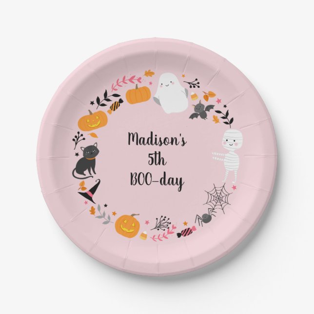 Halloween Spooktacular Boo-Day Birthday Paper Plates (Front)