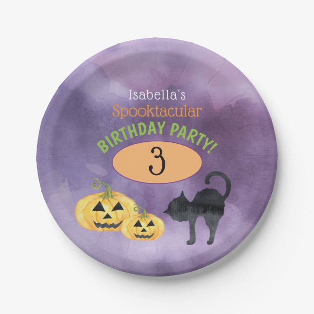 Halloween Spooktacular Child's Birthday Party Paper Plates (Front)