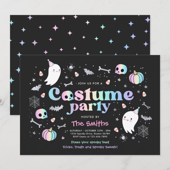 Halloween Spooktacular Costume Party Cute Ghost Invitation (Front/Back)