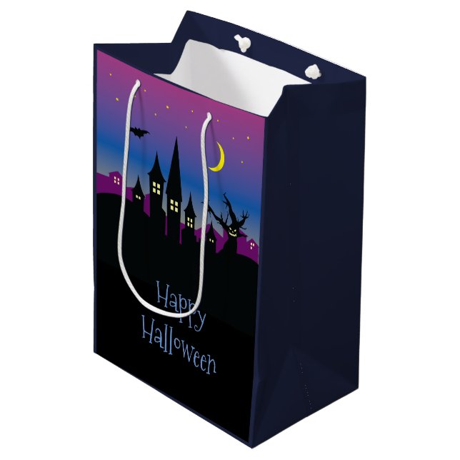 Halloween Spooktacular Creepy Haunted House Party Medium Gift Bag (Front Angled)