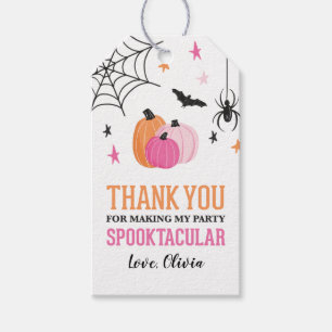 Halloween Spooktacular Girl Birthday Pink Pumpkins Gift Tags