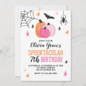 Halloween Spooktacular Girl Birthday Pink Pumpkins Invitation (Front)