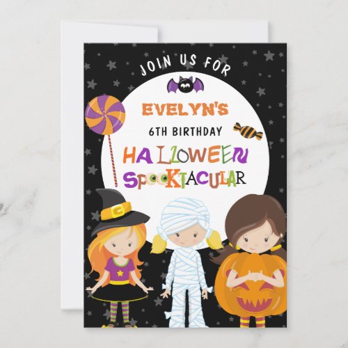 Halloween Spooktacular Girls 6th Birthday Invitation