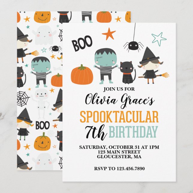 Halloween Spooktacular Kids Birthday  Invitation (Front/Back)