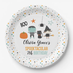 Halloween Spooktacular Kids Birthday Paper Plate