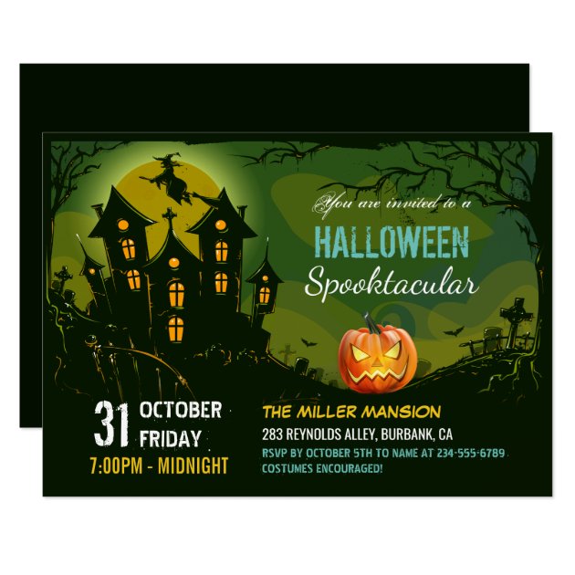 Halloween Spooktacular Party Creepy Haunted House Invitation