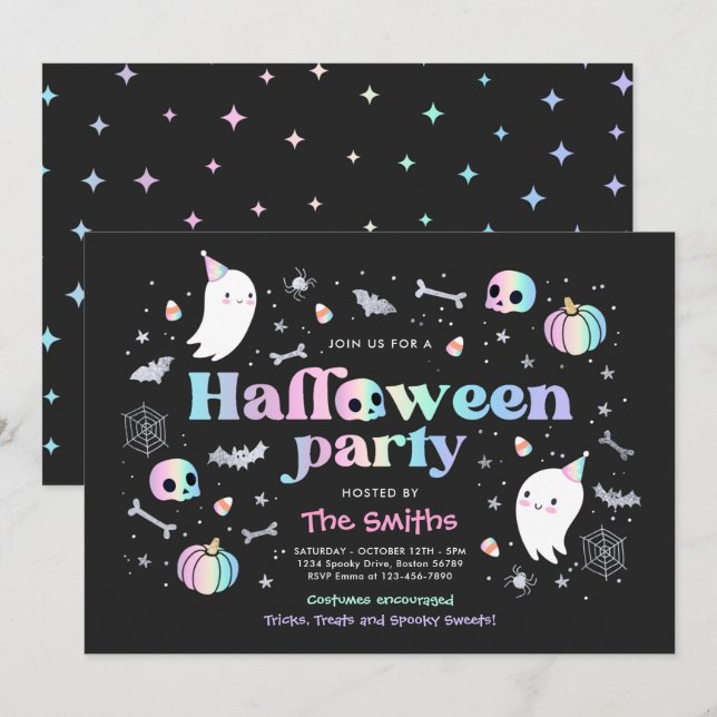 Halloween Spooktacular Party Cute Pastel Ghost Invitation (Front/Back)
