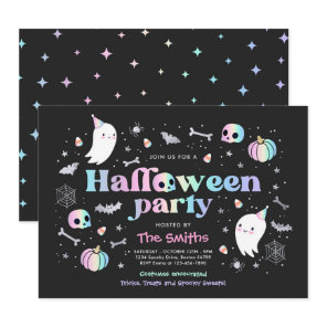 Halloween Spooktacular Party Cute Pastel Ghost Invitation