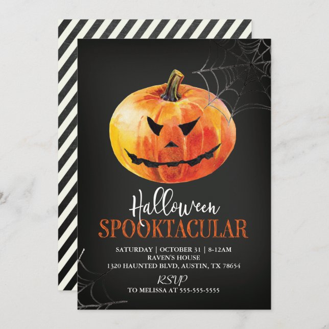 Halloween Spooktacular Pumpkin Invitation (Front/Back)