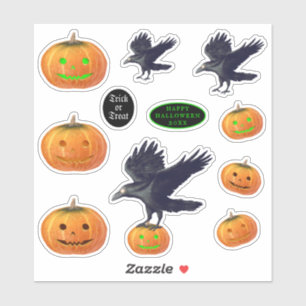 Halloween Spooktacular Pumpkins and Ravens Sticker