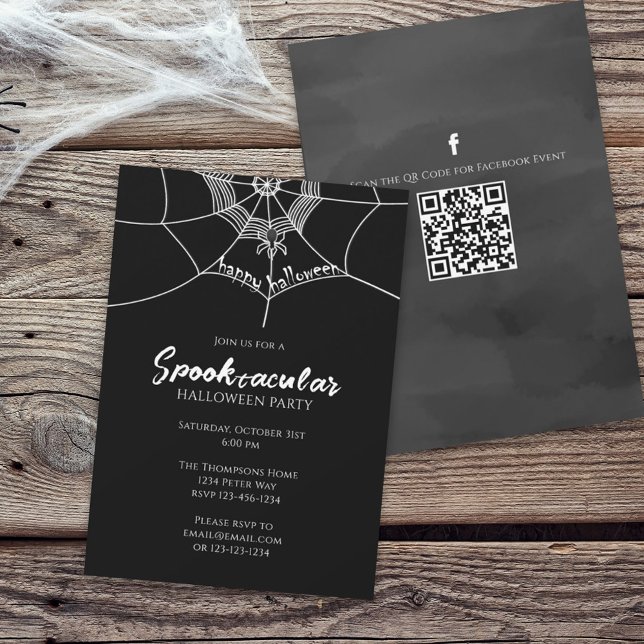 Halloween Spooktacular Spider QR Code Social Media Invitation (Creator Uploaded)
