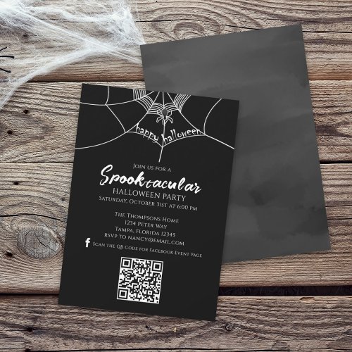 Halloween Spooktacular Spider QR Code Social Media Invitation