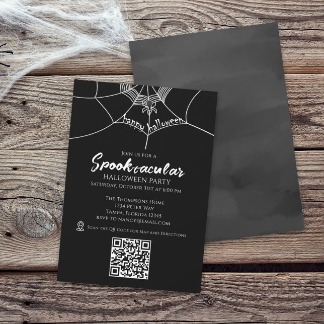 Halloween Spooktacular Spider Web QR Code Map Invitation (Creator Uploaded)