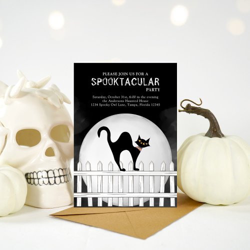 Halloween Spooktacular Spooky Black Cat Invitation