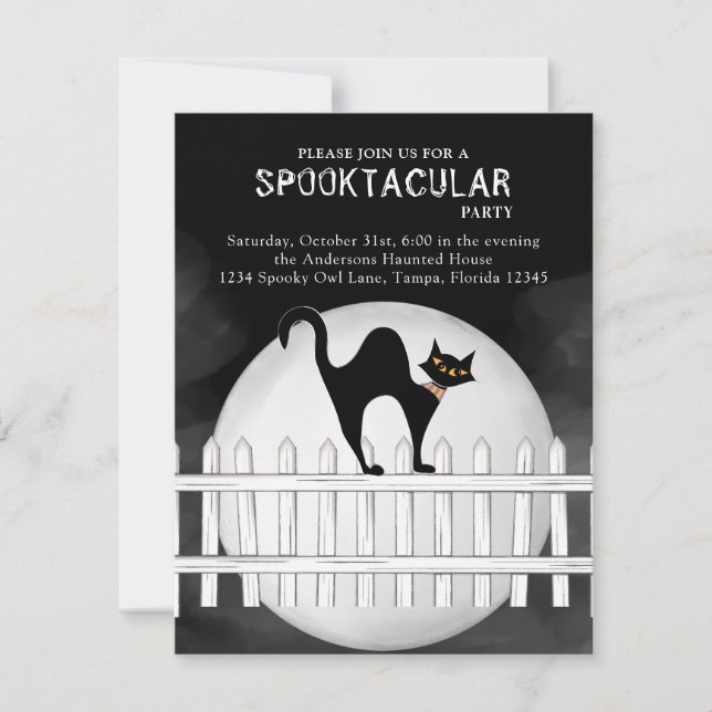 Halloween Spooktacular Spooky Black Cat Invitation (Front)
