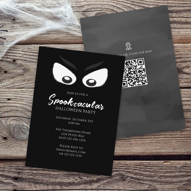 Halloween Spooktacular Spooky Ghost QR Code Map  Invitation (Creator Uploaded)
