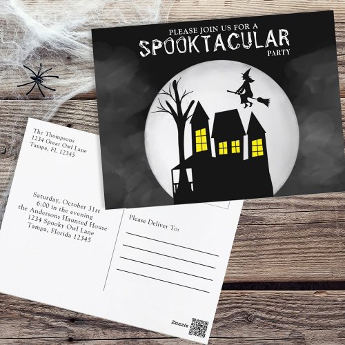 Halloween Spooktacular Spooky Haunted House Witch Postcard