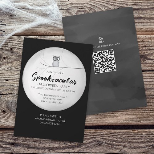 Halloween Spooktacular Spooky Owl QR Code Map  Invitation