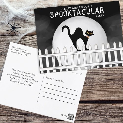 Halloween Spooktacular Spooky Whimsical Black Cat Postcard