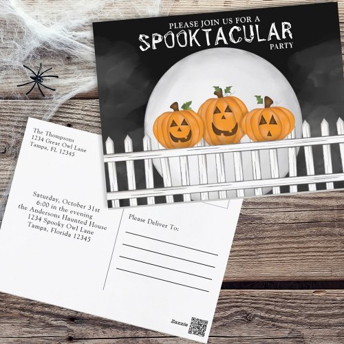 Halloween Spooktacular Spooky Whimsical Pumpkins Postcard
