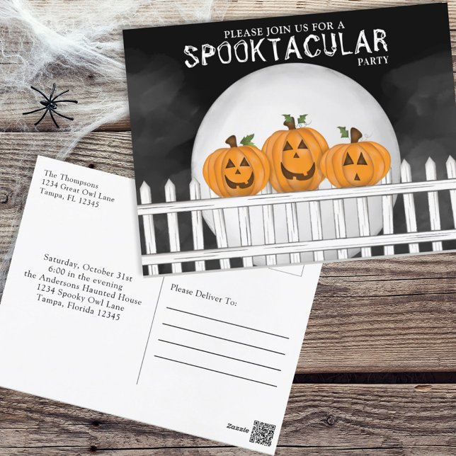 Halloween Spooktacular Spooky Whimsical Pumpkins Postcard (Creator Uploaded)