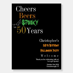 Halloween Spooky 50th Birthday Party Welcome Sign
