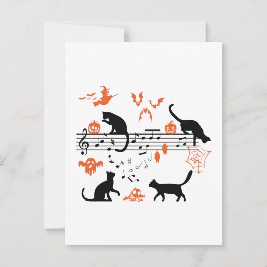 Halloween Spooky and Scary Cats Playing Music Note (Front)