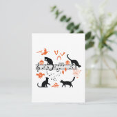 Halloween Spooky and Scary Cats Playing Music Note (Standing Front)