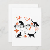 Halloween Spooky and Scary Cats Playing Music Note (Front/Back)