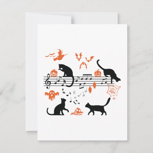 Halloween Spooky and Scary Cats Playing Music Note