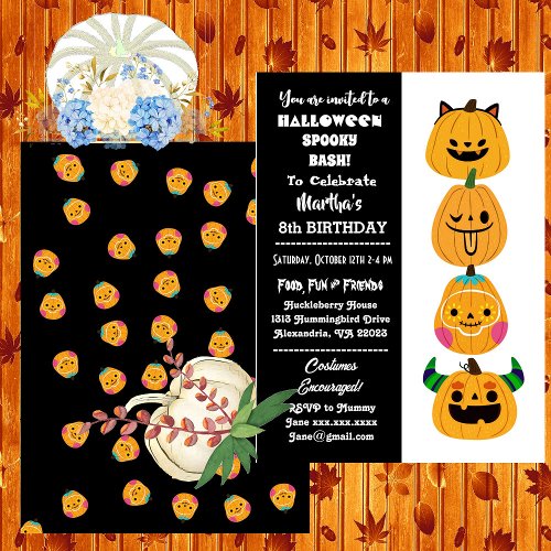 Halloween Spooky Bash Jack O Lanterns Birthday Fun Invitation
