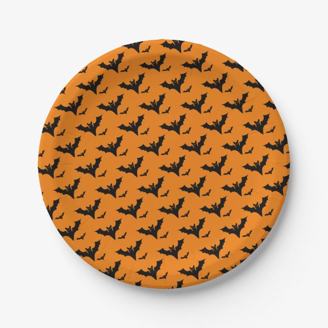 Halloween Spooky Bats Party Paper Plates (Front)
