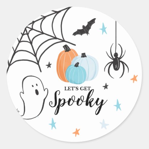 Halloween Spooky Birthday Blue Pumpkins Classic Round Sticker