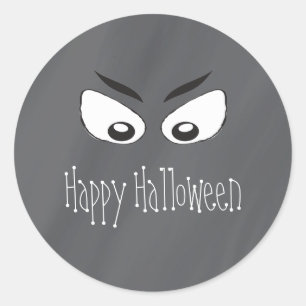 Halloween Spooky Black and White Scary Eyes Classic Round Sticker