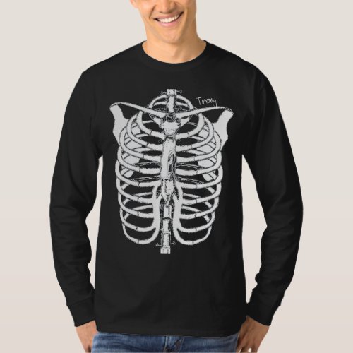 Halloween Spooky Black and White Skeleton T_Shirt