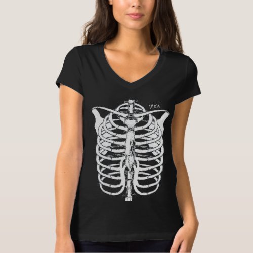 Halloween Spooky Black and White Skeleton T_Shirt